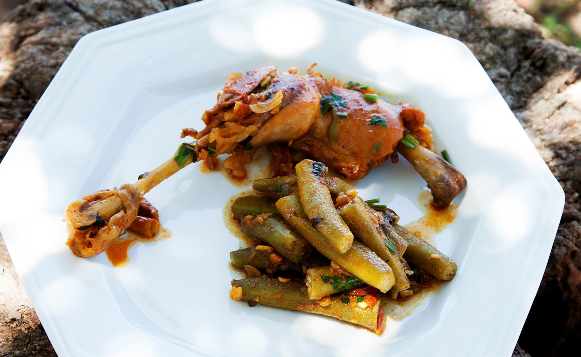 Free-range Hen with Okra